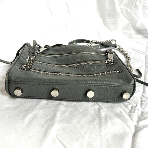 Rebecca Minkoff Mini 5 Zip Crossbody Leather Bag in grey - designer purse - Picture 5 of 9